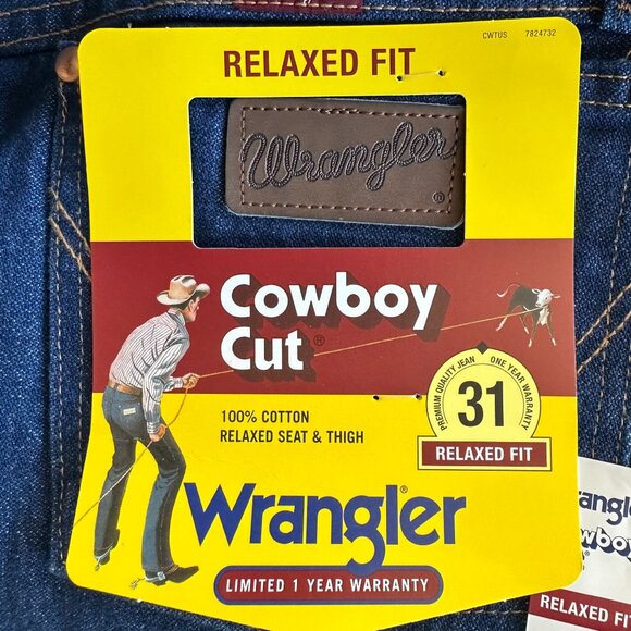 NWT Wrangler Cowboy Cut 31 Relaxed Fit Straight Leg Denim Jeans Mens 44X36 - Picture 7 of 10